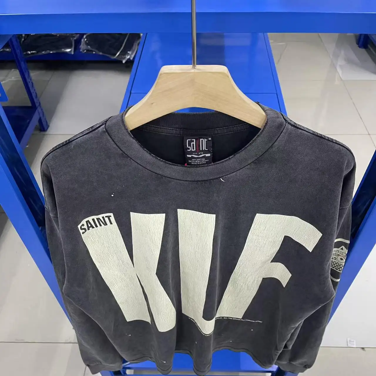 Washed Vintage Long Sleeve T-Shirt Loose Casual Style for Youth Autumn Season Universal Fit round Neck Print Design Cotton Fa...