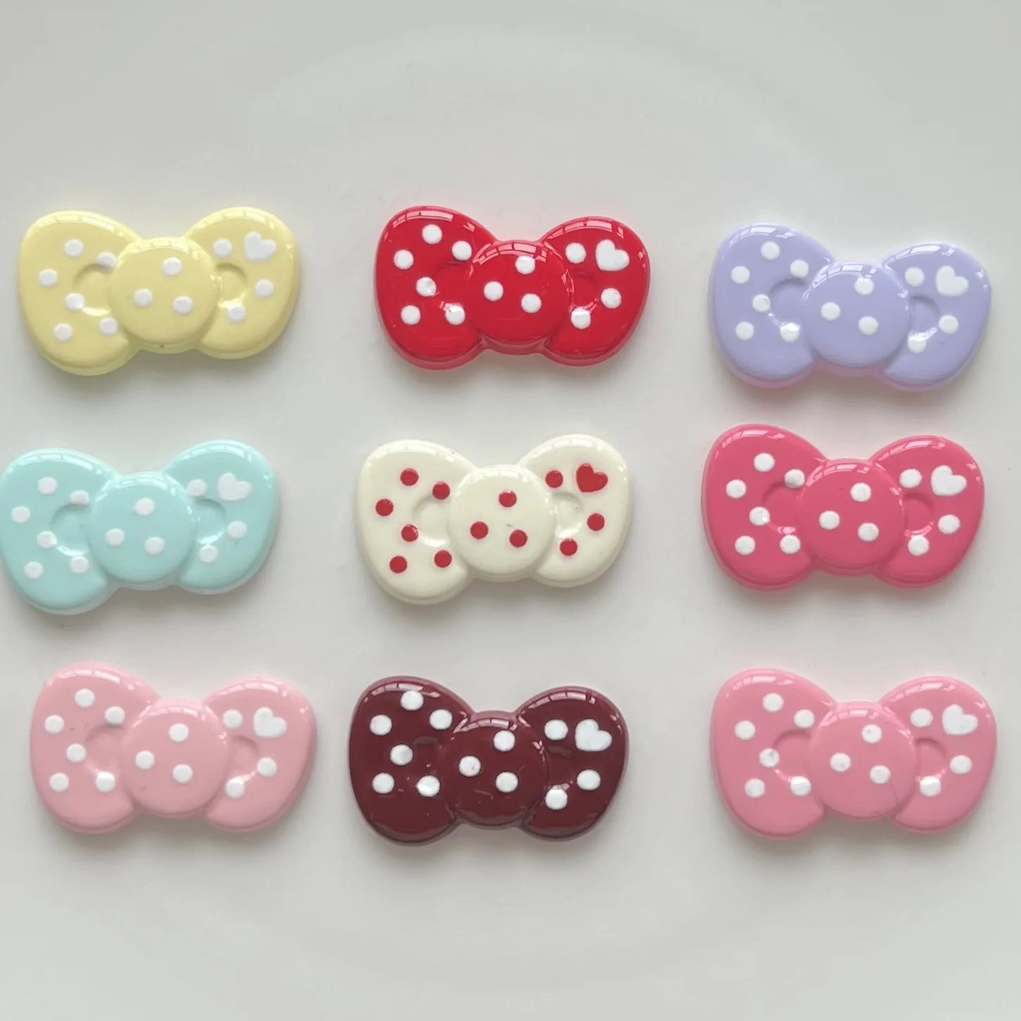 5pcs New cute candy color polka dot bow DIY handmade material headgear accessories cream glue mobile phone case bow tie