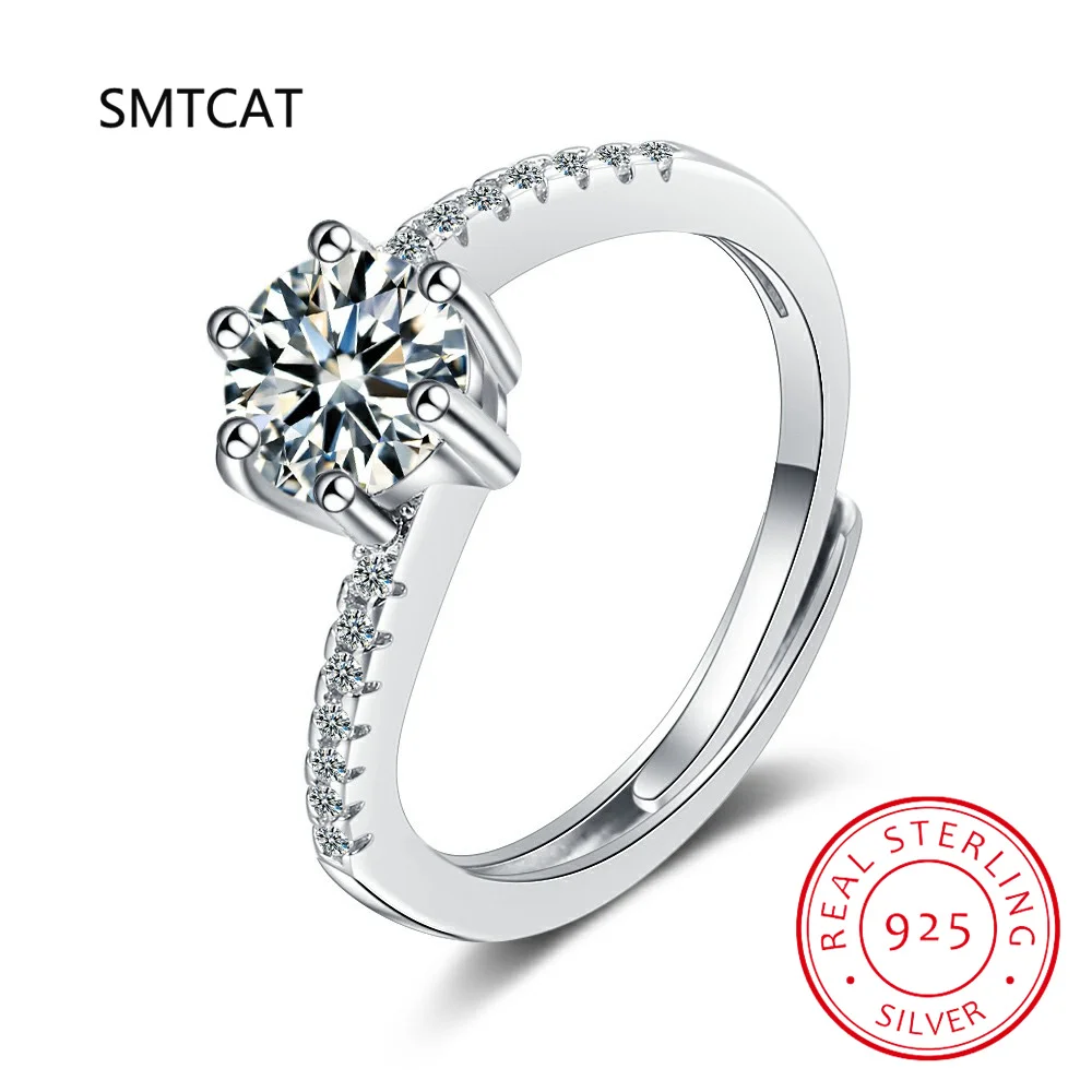 Simulated Moissanite Ring VVS1 Lab Diamond Solitaire Ring For Women Engagement Promise Wedding Band Jewelry