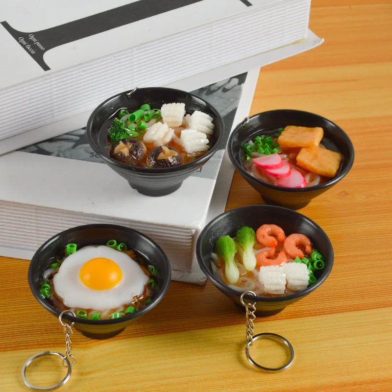 ramen noodle keychain Food Model Creative Ramen Key Chain Promotional Gift Children Play Toys Kitchen Food Props