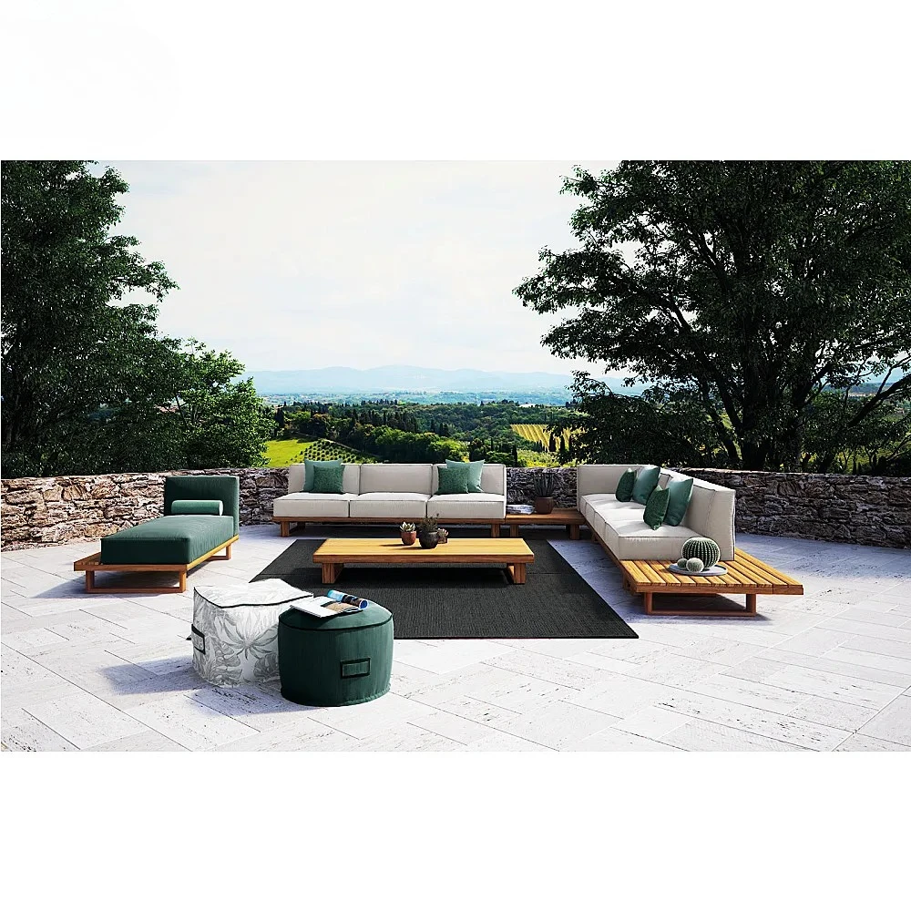 Bespoke Outdoor Garden Sofas, Lounge Sofas, Sofas in Water-resistant Fabric, Modern Casual Cushioned Seating,wooden Lounge Sofas