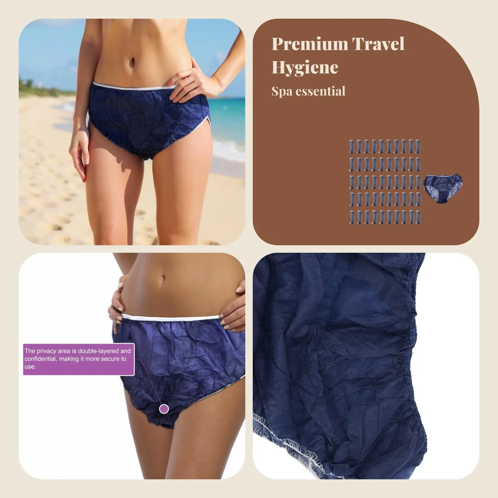 Stretchy Travel Underwear Unisex Disposable Underwear Skin-friendly Design for Salon Camping Dorm Stays