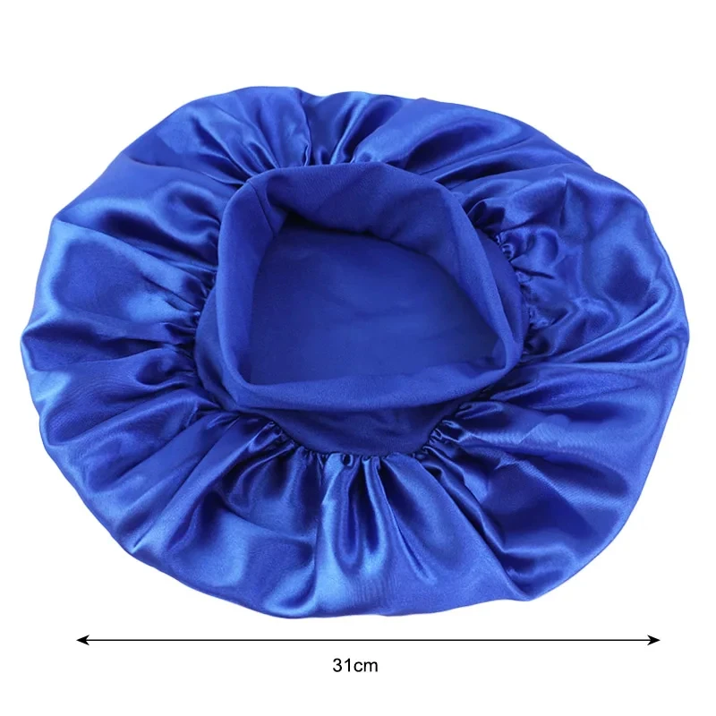 1/2pcs Women's Satin Solid Wide-brimmed Sleeping Hat Unisex Head Wrap Elastic Band Cap Hair Care Bonnet Night Hat bonnet de nuit