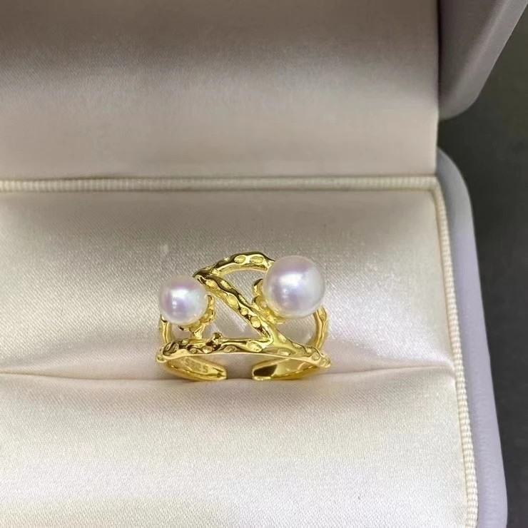 

Великолепное регулируемое кольцо из стерлингового серебра 925 пробы, настройки, фурнитура, крепления, аксессуары, детали для жемчуга 5-6,5 мм, 5 шт./лот