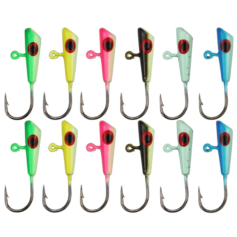 

12PCS Jig Heads Hooks Fishing Accessories Supplies Glow In The Dark Carp Fishing Tackle Crappie Perch Panfish GLOW
