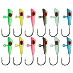 12PCS Jig Heads Hooks Fishing Accessories Supplies Glow In The Dark Carp Fishing Tackle Crappie Perch Panfish GLOW