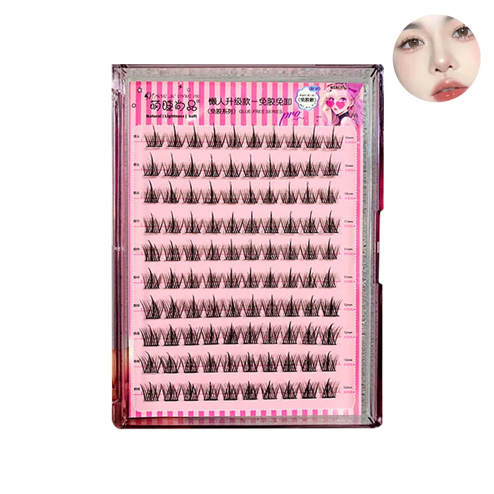 Press on Glue-Free Realistic False Eyelashes Natural Look Reusable Segmented Eyelashes Waterproof Handmade