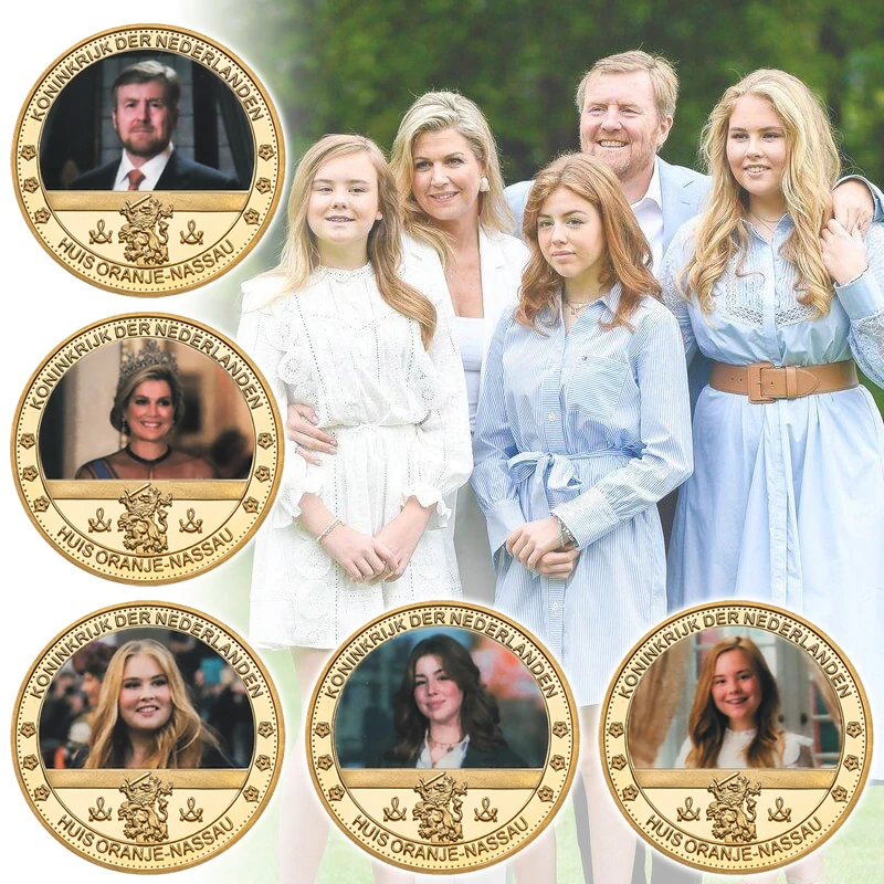 The Dutch Royal Family Gold Plated Commemorative Coin The Netherlands Challenge Coins Souvenir Business Gift for Man Collection