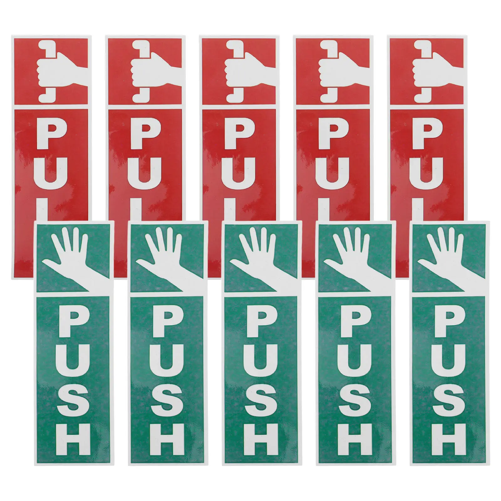 10Pcs Push Pull Door Stickers Self Adhesive Vinyl Glass Door Decals Red Green Clear Hd Print for Office Shop Cafe Sliding Doors