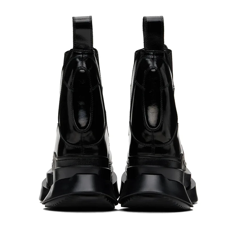 Men\'s High Top Boots Chelsea Platform Sneakers Leather Gothic Heels Snow Luxury Vintage Trendy Designer Black Shoes