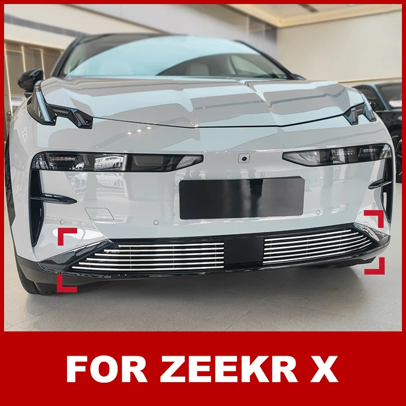 1 Set Car Styling Front Grille Trim Garnish Cover Stickers For Zeekr X 2023 2024 Aluminum Alloy Insect Screen Car Accessories