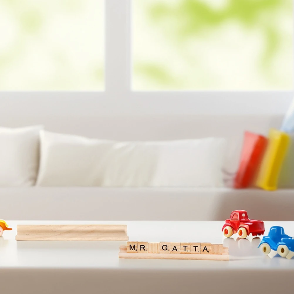 

6Pcs Wooden Letter Display Trays Unfinished Wood Craft Domino Racks 19Cm DIY Board Game Tile Holders Home Decor Supplies