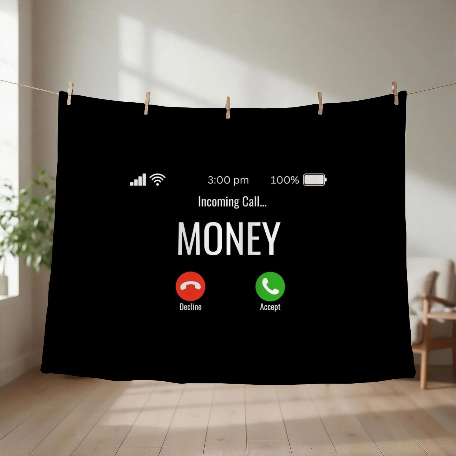 Money is calling Throw Blanket couch cozy soft plush fuzzy picnic outdoor blanket