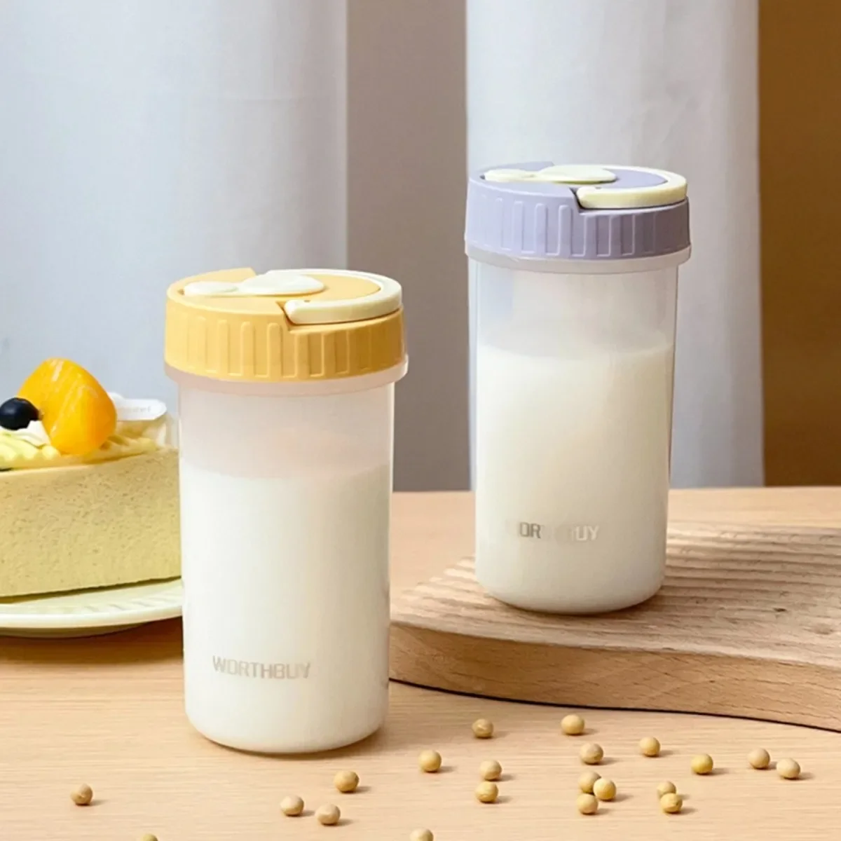 300ML Portable Plastic Water Bottle Kids Students Cold And Hot Drinks Water Cup With Handle Sealed Leak-proof Milk Coffee Cup