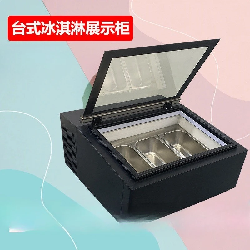 Italian hard ice cream frozen display cabinet, small desktop commercial