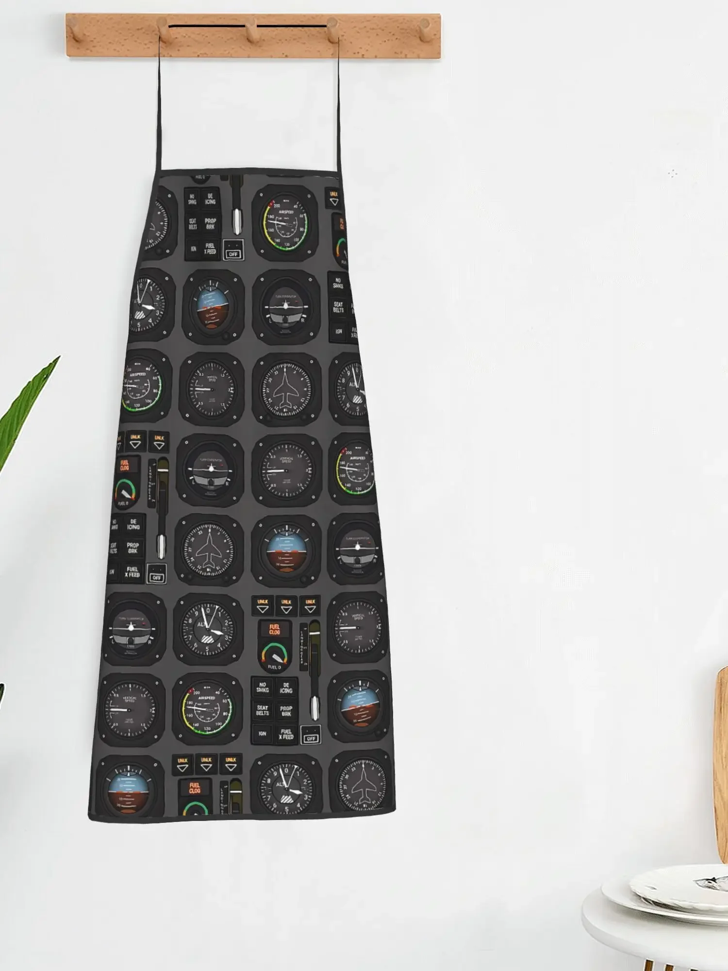 Pilot Flight Instrument Print Apron Waterproof Aviation Theme Kitchen Cooking Bib Men Women Household Grilling Cover