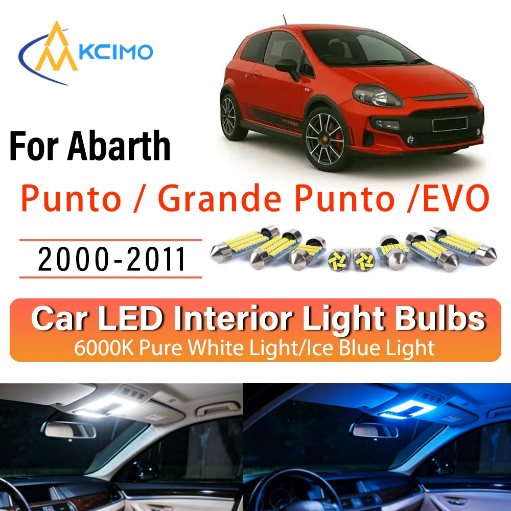 For Abarth Punto / Grande Punto /EVO 2000-2011 Illuminating LED Car Interior Bulb Refit Pack Direct Fit Overhead Reading Cargo