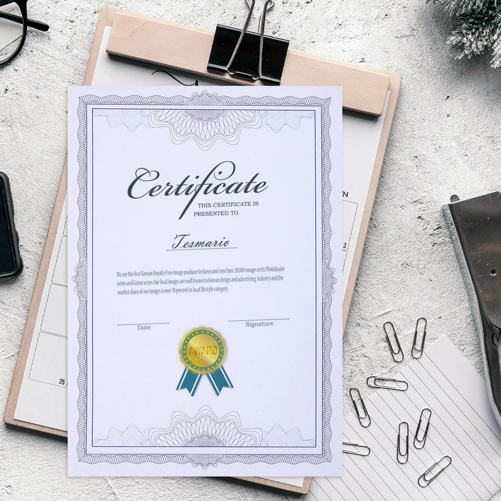 

50 Sheets High Grade Certificate Inner Paper Blank Award Certificate Paper for School Office Employee Recognition