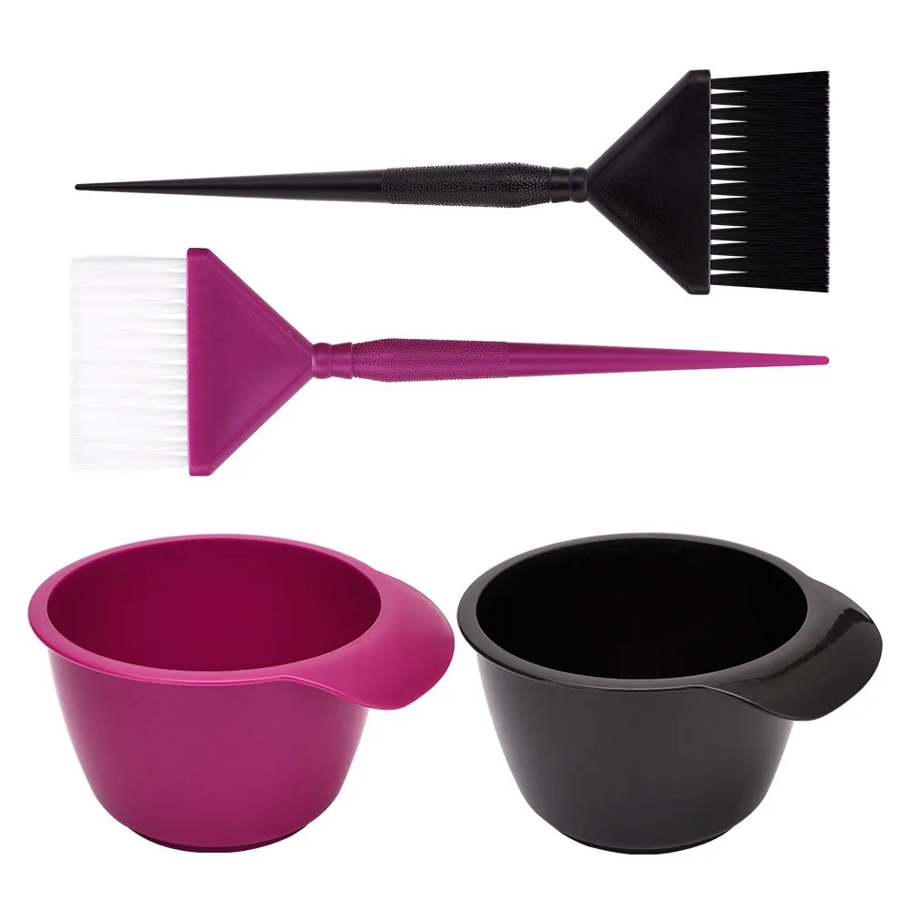 

2pcs/set Plastic Hair Dye Brush Bowl Set Anti-Static Professional Coloring Hair Dye Brush and Bowl Durable Anti-slip