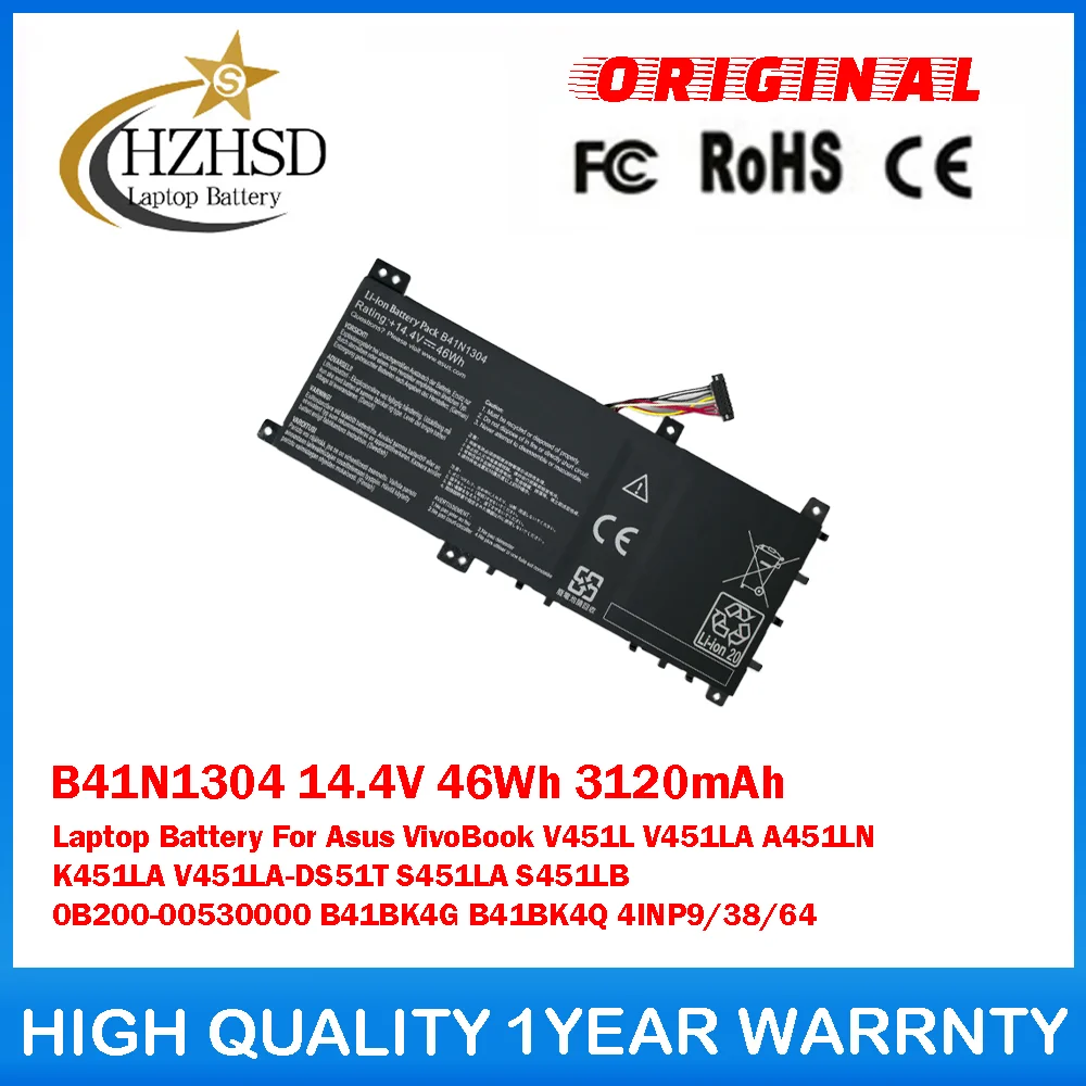 

B41N1304 14,4 В 46 Втч 3120 мАч Аккумулятор для ноутбука Asus VivoBook V451L V451LA A451LN K451LA V451LA-DS51T S451LA S451LB B41BK4G