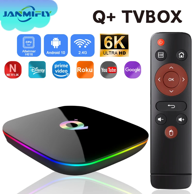 Original Q 6K TV Box Allwinner H616 Android 10 2.4G Wifi Multilingual Streaming Media Player with 16GB/32GB/64GB ROM Set-Top Box