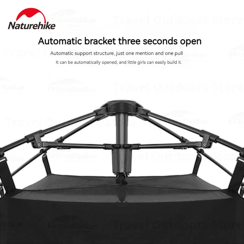 

Naturehike Ango Black Automatic Tent WIth Shelter 3-4 Persons Rubber Sunscreen for Camping Outdoor 3s Quick Opening One-touch