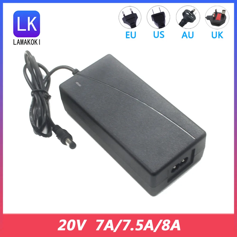 20V Universal Power Adapter EU US UK AU 20 Volt V AC/DC Adaptor 7A 7.5A 8A Supply Adaptador