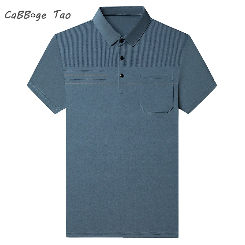 Summer New Men\'s Color Blocking Polo Shirt Pocket Button Up T-shirt Casual Slim Fit Comfortable Short Sleeved Breathable Top