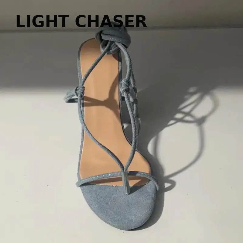 Summer New Sandals Sexy Pumps Thick Heels With Thin Straps Women's Sandals Large Size Fashion Flip-flops High-heeled Sandals 43