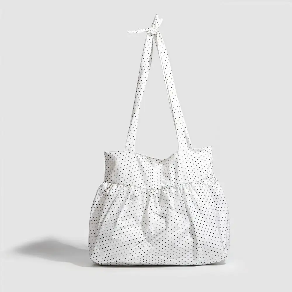 Модная парусиновая сумка через плечо с принтом в горошек, женские сумки большой емкости, легкая однотонная женская сумка через плечо