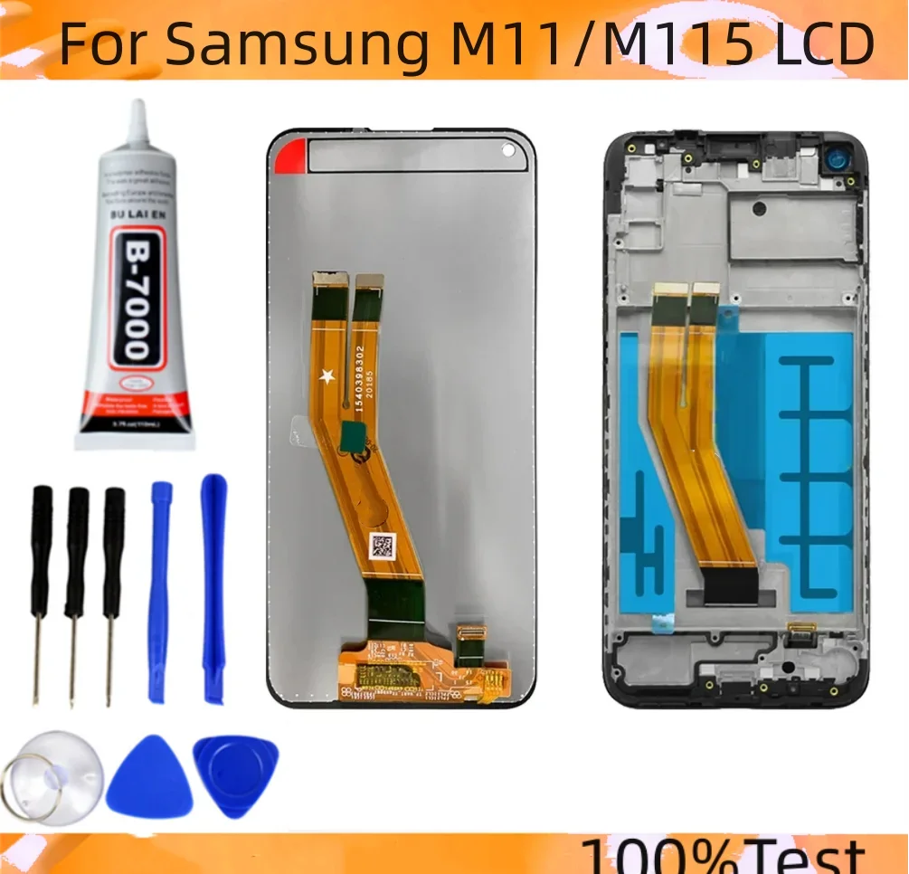 100% протестированный ЖК-дисплей для Samsung Galaxy M11, сенсорный экран, дигитайзер, стекло в сборе для Samsung M115 M115F M115G/DS, ЖК-дисплей с рамкой