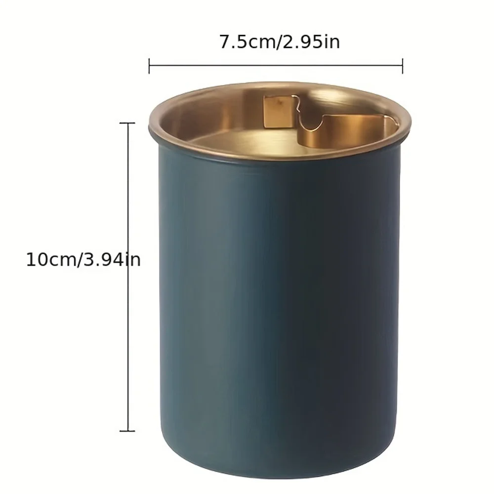 Ashtray Stainless Steel Ashtray With Lid Round Windproof Stainless Steel Smokeless Cigar Ashtray Patio Indoor 1PC