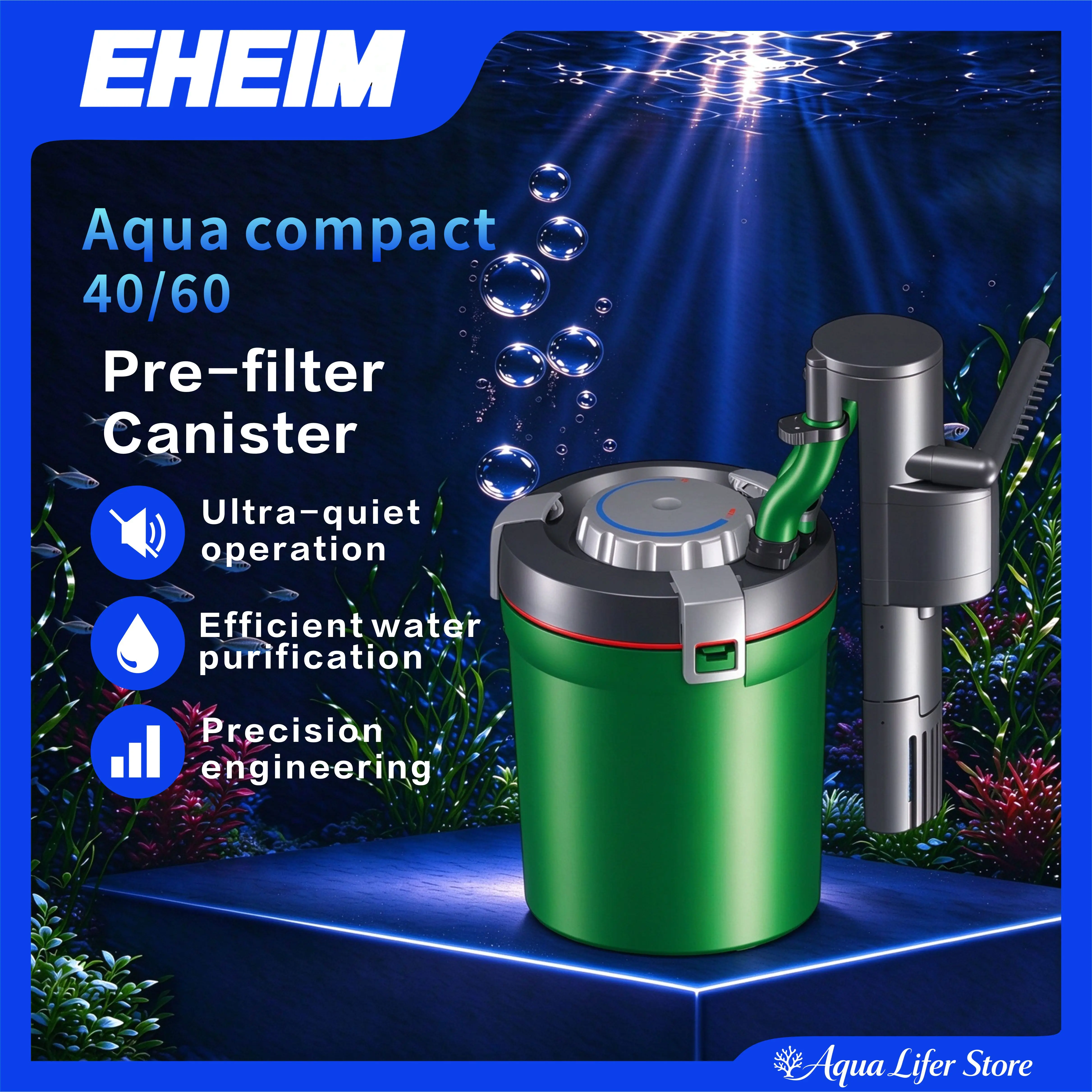 220V EHEIM Aqua Compact Aquarium External Canister Filter, Precision Filter Barrel with Filter Media，High-efficiency Filtration