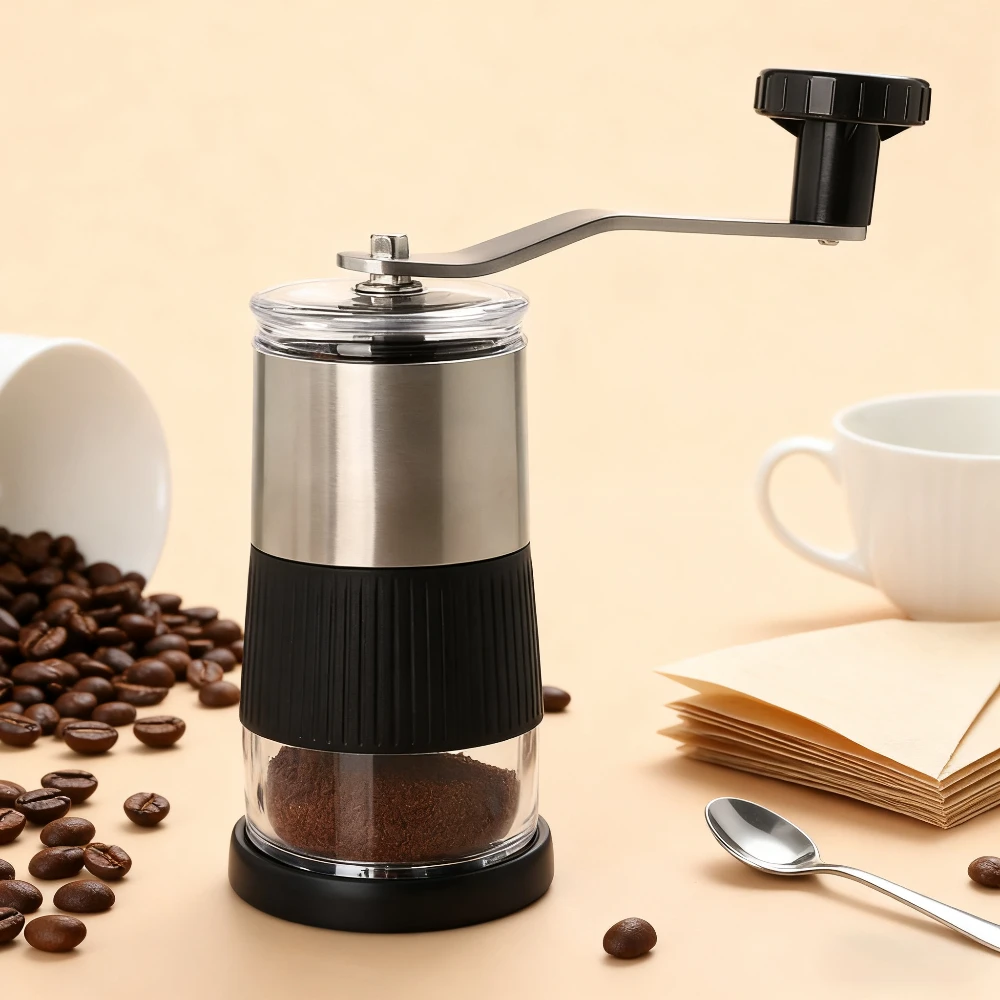 

Mini Hand Shake Manual Grinding Stainless Steel Coffee Bean Grinder New Portable Save Effort Coffee Machine for Camping Travel