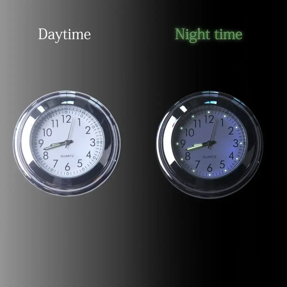 2pcs 22-25mm Motorcycle Handlebar Clock Thermometer Luminous Waterproof Dial Motorbike Handlebar Mount For Yamaha Kawasaki Etc