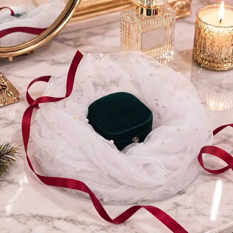 1Pc Pearl Tulle Table Runner, Outdoor Wedding Gauze Table Decor for Home Holiday Party, Wedding Favor Gift Packaging