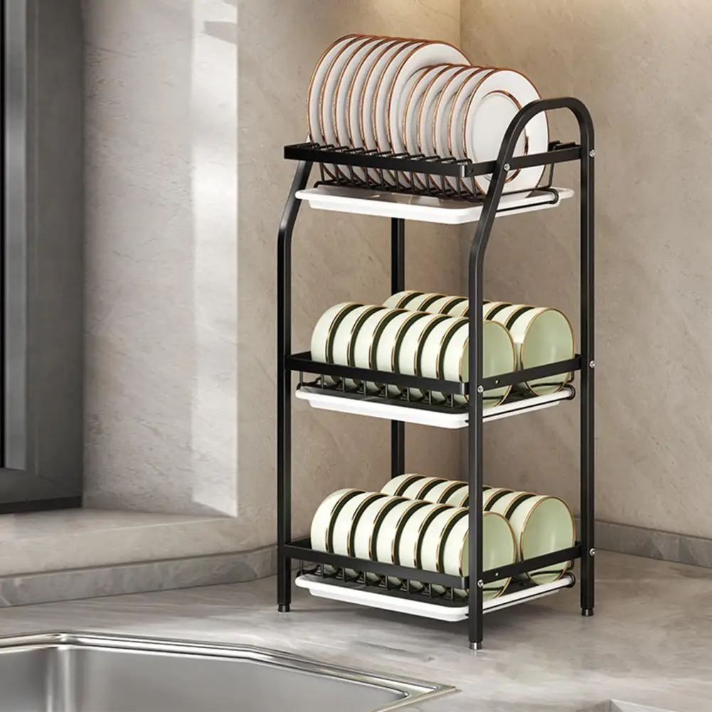 2-tier Dish Drying Rack Easy Assembly Utensil Rack Capacity Dish Drying Rack with Chopstick Holder Rust-resistant for Efficient