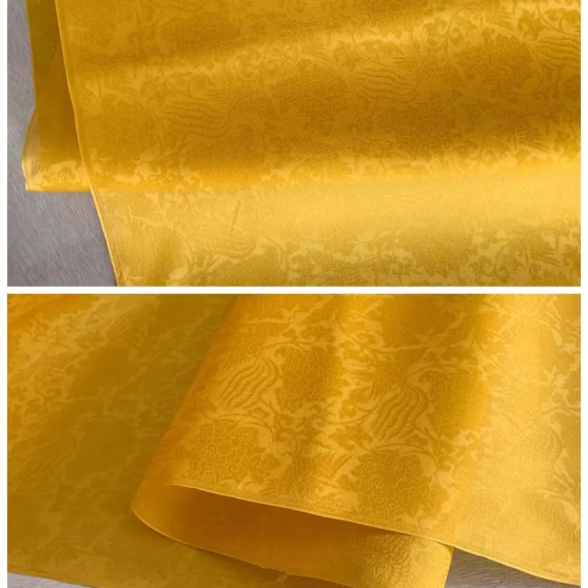 

100% тутовый пион, жаккардовая шелковая ткань из органзы с вышивкой для свадебного платья, свадебное платье в китайском стиле, женское летнее платье «сделай сам»