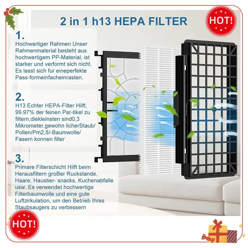 ABLE-Hepa Filter Motor Protection Filter For Siemens Q5.0 Extreme Silencepower VSQ5X1230 Vacuum Cleaner