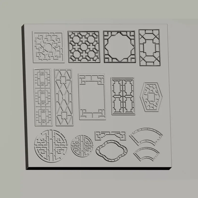 Vintage Chinese Window Tracery Nail Art Mold 3D Embossed Silicone Stamp DIY Material For Epoxy Resin Casting And Kawaii Nail Dec
