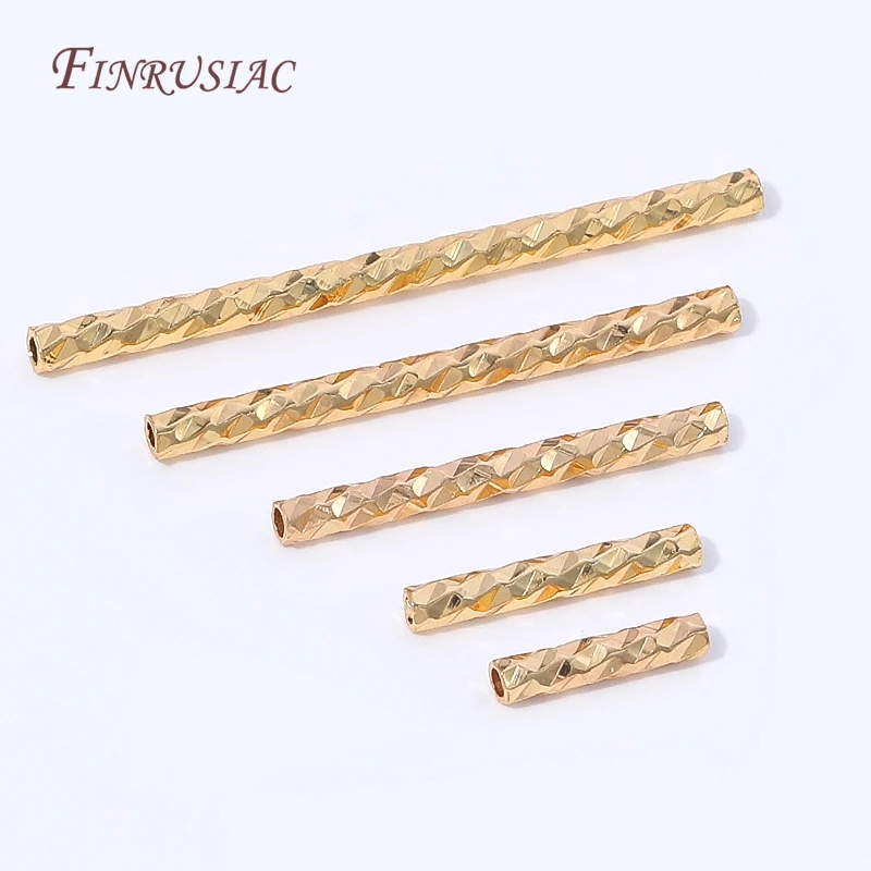 18K Gold Plated Diamond Cut Tube Spacer Beads,Hollow Straight Tube Beads,DIY Jewelry Making Accessories For Necklaces Bracelets