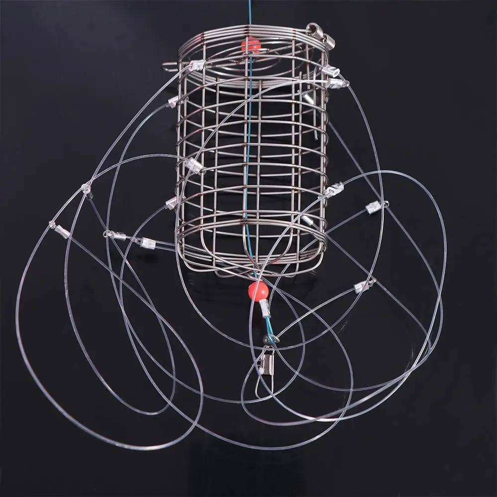 الفولاذ المقاوم للصدأ السلطعون اصطياد أداة أسلاك الفولاذ قفص الأسماك 8 لفات السلطعون الصيد أقفاص إغراء فخ صيد السمك كراب فخ