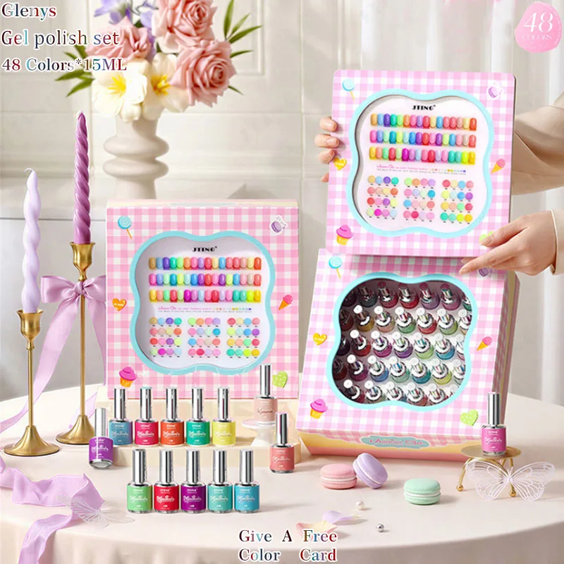 Glenys 48 pieces * 15ml nail polish gel popular Macaron soaked gel factory direct sales nail shop essential nail art varnish set