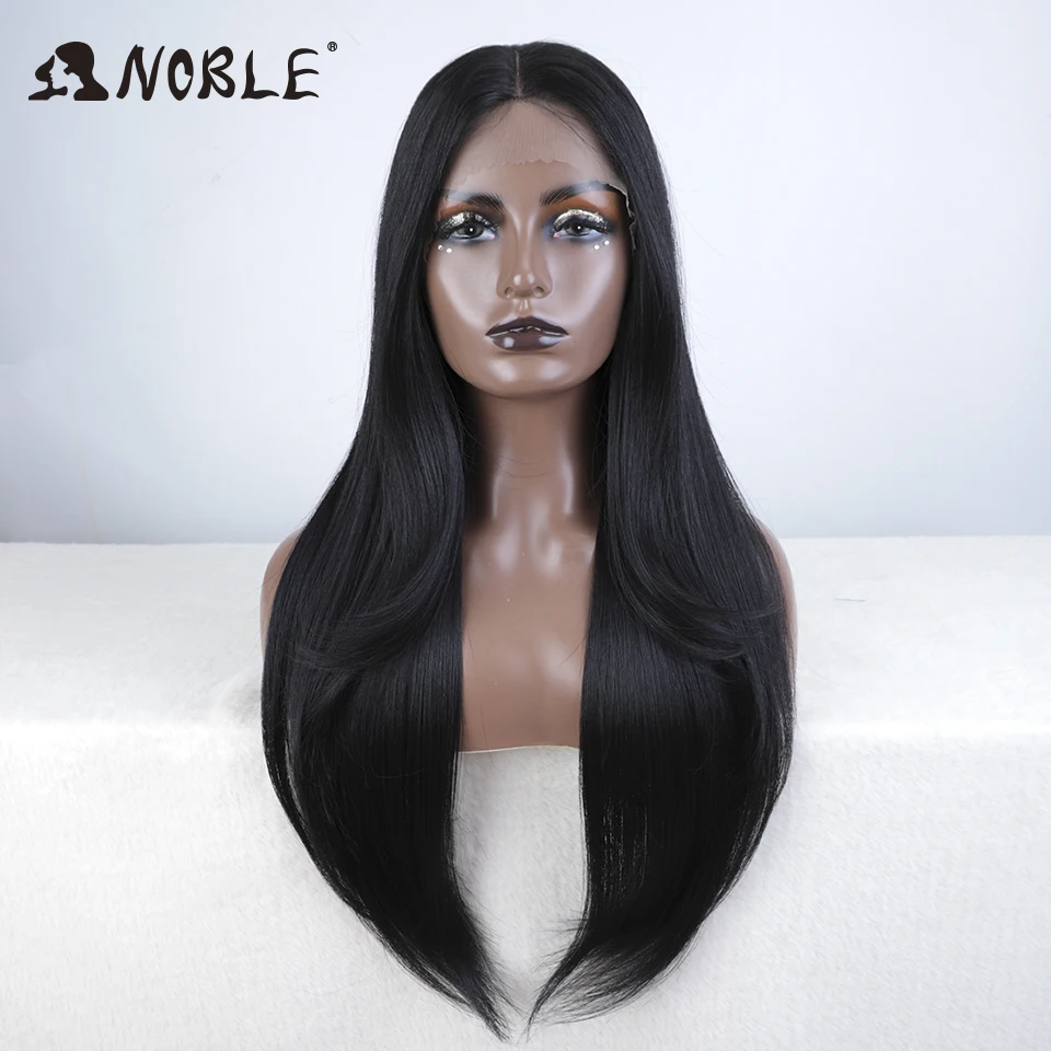 Noble Synthetic Lace Front Wig Long straight Hair 28 Inch Natural Wig Ombre Blonde Wig Heat Resistant Fiber Wigs For Black Women