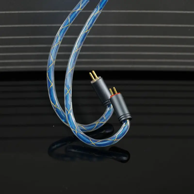 XINHS S32 Kabel Earphone HIFI Lapis Perak Tembaga Kristal Tunggal Malaikat Biru 2-Core