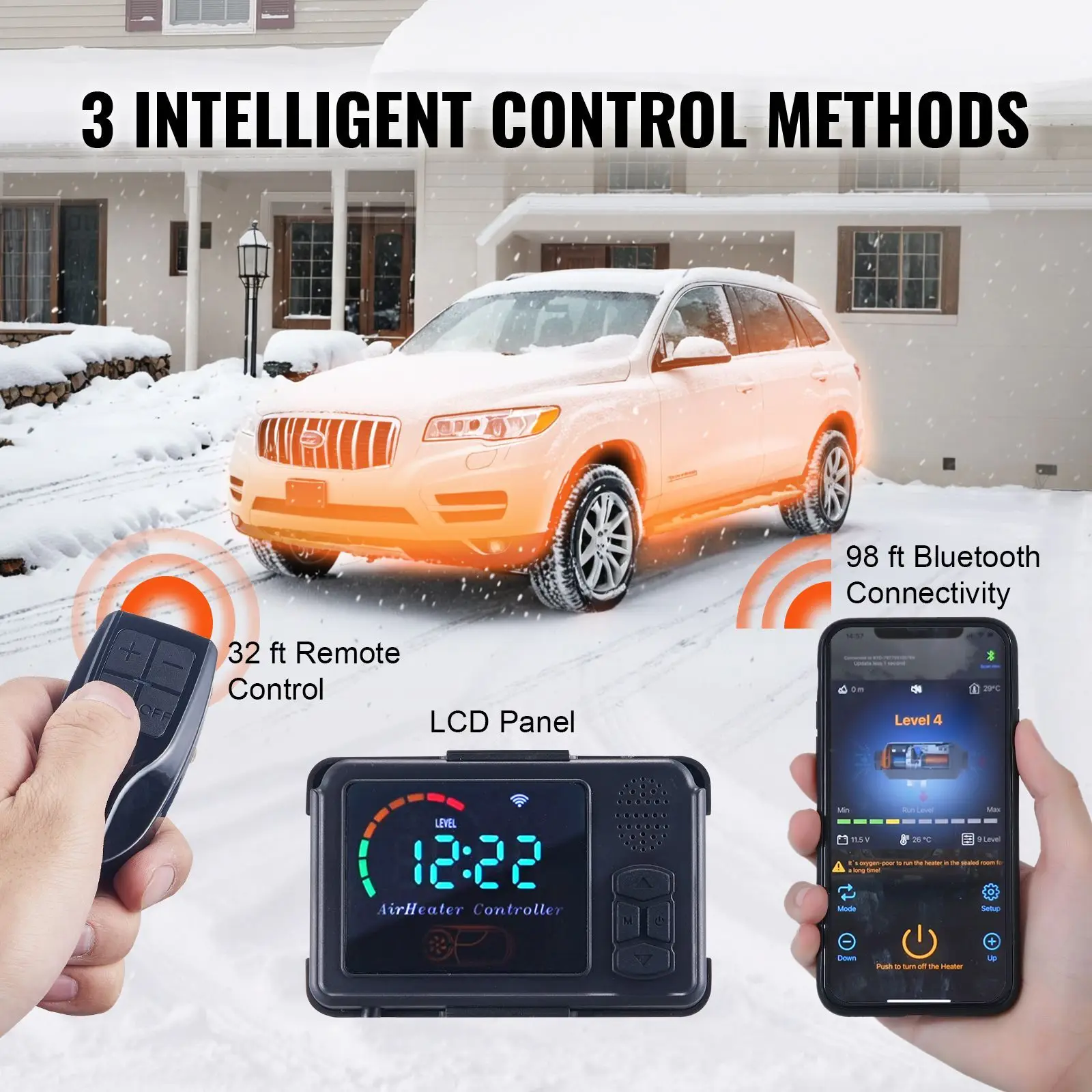 8 KW Diesel Air Heater, Bluetooth App Control All-in-one Diesel Heater with Automatic Altitude Adjustment, Remote Control and