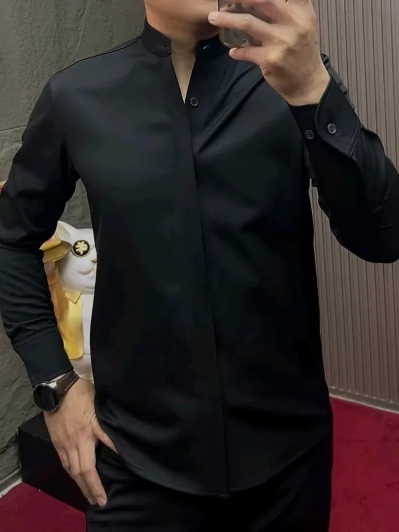 

Мужские облегающие брюки высокого качества Long Sve irt Pure Color Busin, повседневные, осенне-зимние, новые, китайские, модные, универсальные