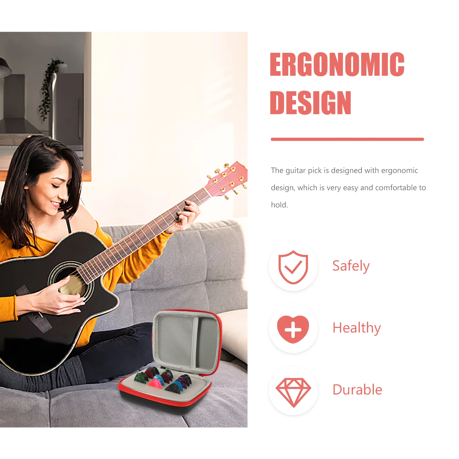 

EVA Nylon Guitar Picks Storage Bag Durable Ergonomic Finger Protection Plectrum Container Travel ganizer Accessories
