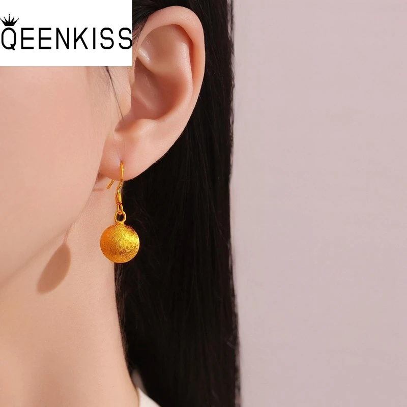 

KISS&FLOWER 24KT Gold Ball Drop Earrings For Women Wedding Party Birthday Christmas Bride Mother Girlfriend Ladies Gifts EG5553