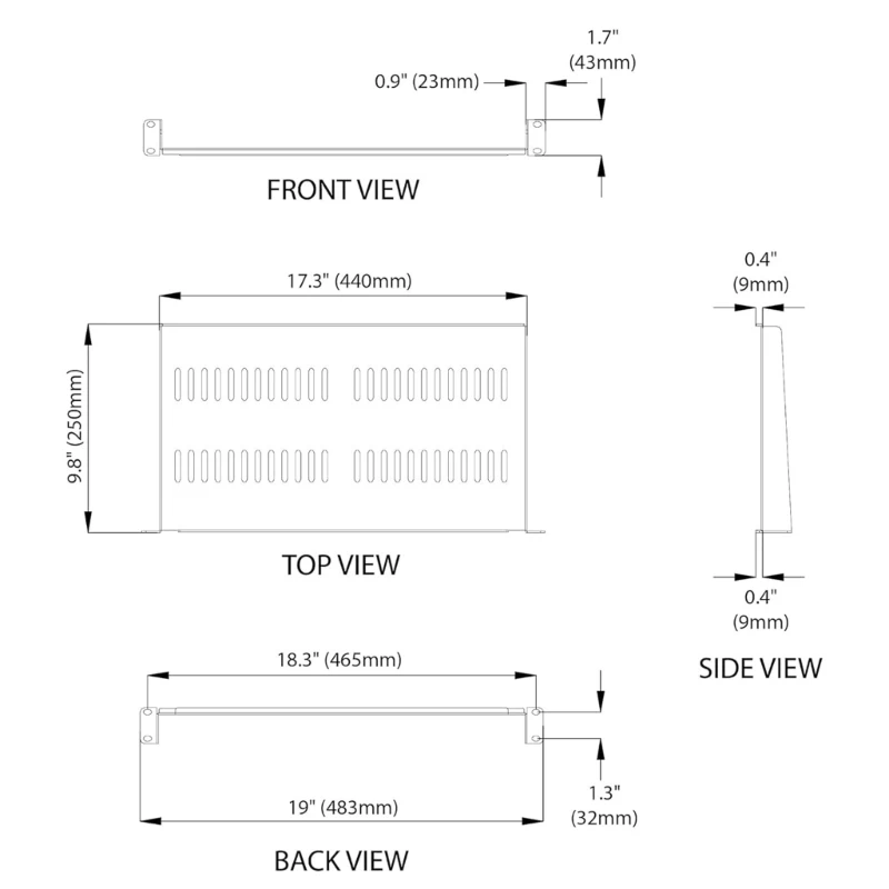 1U Server Rack Shelf Universal Vented Rack Mount Cantilever Tray for 19